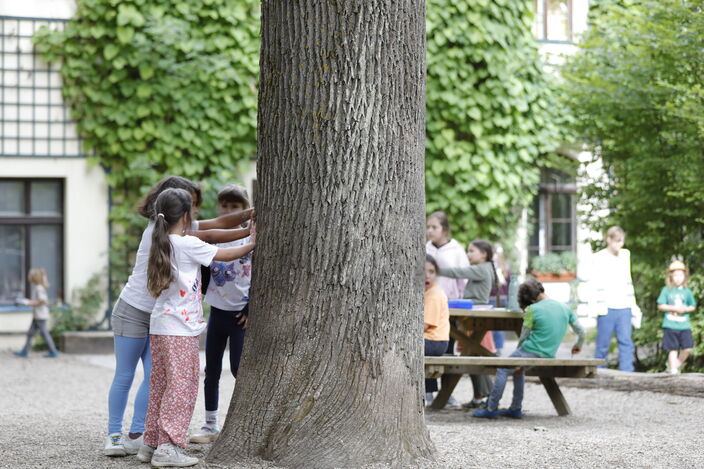 Pausenhof Kinder Baum